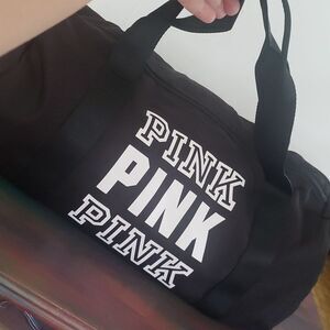 NWOT Victoria's Secret "PINK" Black Duffle Bag w/ White Lettering